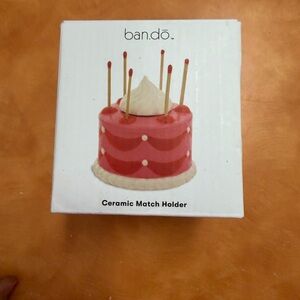 Ban.do Pink and Red Ceramic Match Holder - Cake 🎂 Themed